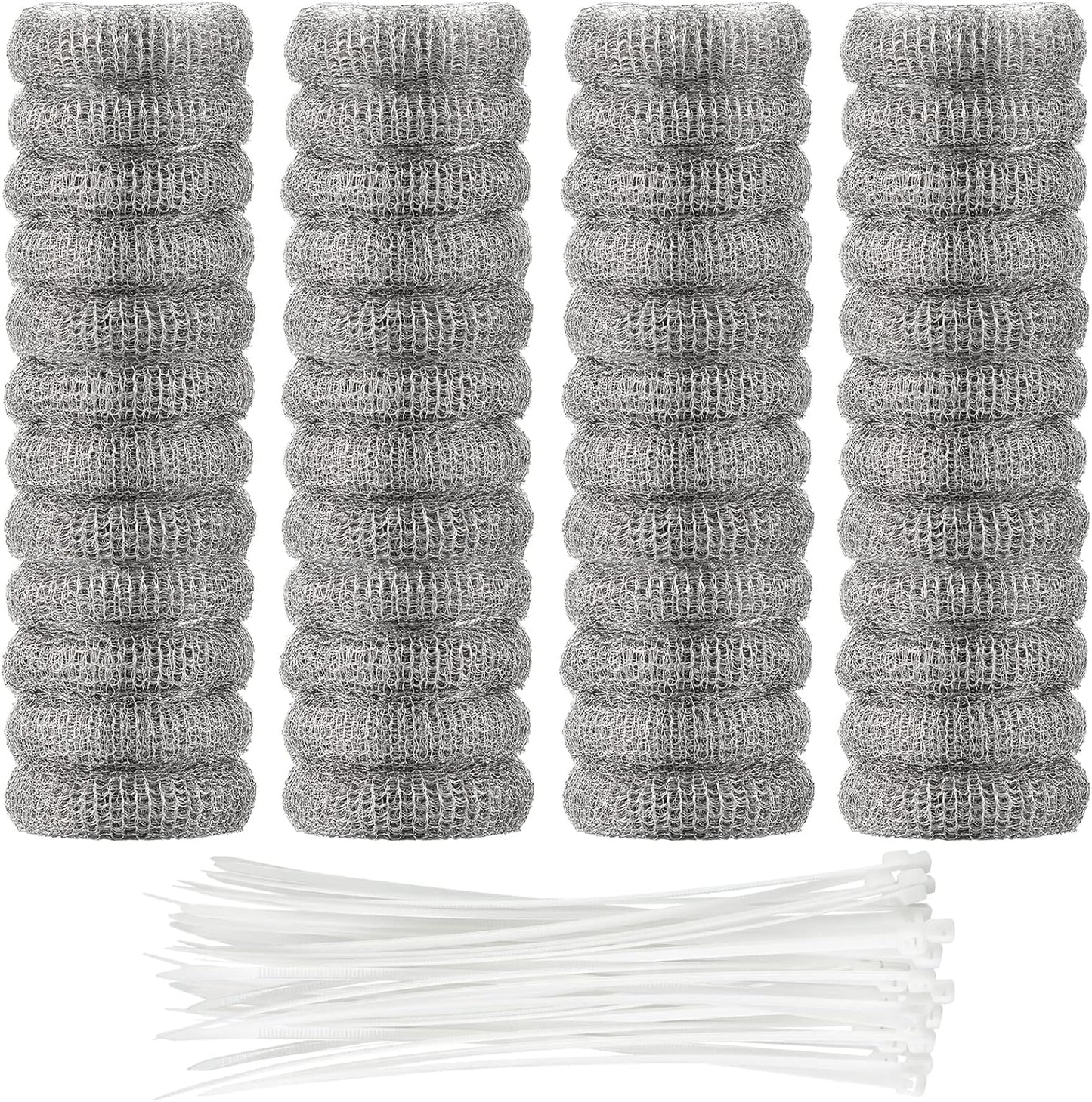 24 Pieces Lint Traps Washing Machine Stainless Steel Lint Snare Traps Laundry Mesh Washer Hose Filter with 24 Pcs Cable Ties
