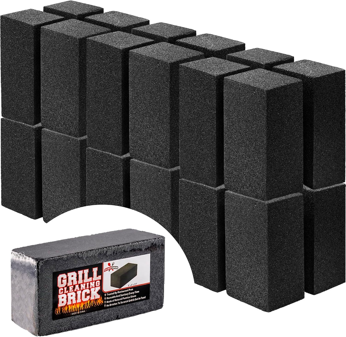 Commercial Grade, Heavy Duty Grill Cleaning Brick Bulk 4 Pack. Pumice Stone Cleaner Tool Cleans and Sanitizes Restaurant Flat Top Grills or Griddles Effectively Without Harsh Chemicals or Abrasives