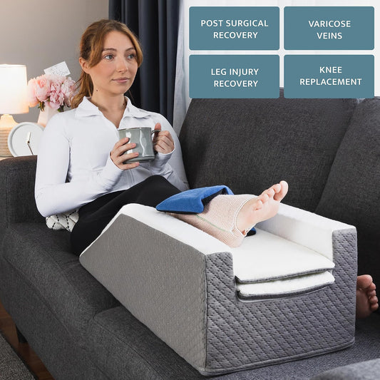 Kolbs Double Leg Elevation Pillow | Post Surgery Leg Pillow | Stylish Chic Jacquard Cover