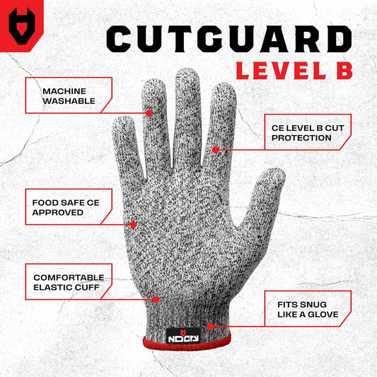 NoCry Premium Cut Resistant Gloves Food Grade — 100% Food Safe — Level 5 Meat Cutting Glove for Chefs & Butchers — Perfect Mandoline Glove or Oyster Shucking Gloves with Superior Comfort & Dexterity