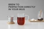 VIVA Minima Balance Glass Tea Cup with Infuser and Lid, 17oz, Clear Bamboo
