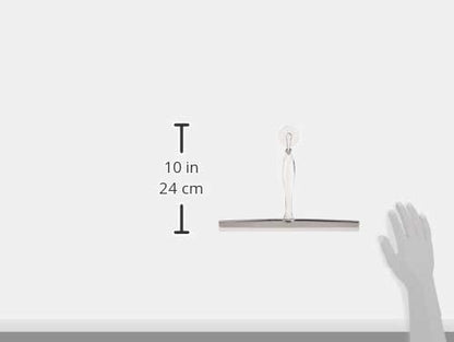 iDesign Zia Metal and Plastic Bathroom Squeegee for Shower, Glass Doors, Floors, Mirrors, with Suction Hook Holder , 12 Inches, Clear and Stainless Steel | Wall Hook Included