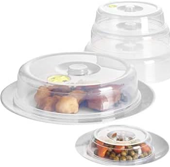 5 Pack Microwave Plate Covers with Adjustable Steam Vents - Microwave Splatter Covers - Mixed Sizes for Large & Small Food Plates Bowls BPA Free