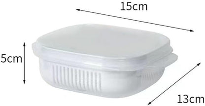 Fruit Storage Containers for Fridge, with Removable Colanders, Double Layer Drainage Preservation Box, Airtight Food Storage Containers with Lids, for Food Washing, Draining, Keeper Fresh (3pcs)