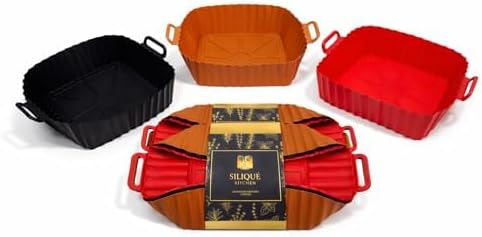 Silicone Air Fryer Liners 3-Pack 6x6" for 2.5-4 Qt Air Fryers | Reusable, Non-Stick, BPA-Free, Heat-Resistant, Fits Mainstays, Chefman TurboFry, Gourmia & Crispy Baskets