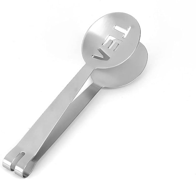 Silver Tea Bag Squeezer,Stainless Steel Oval Tea Bag Squeezer Tongs,Tea Filter Clamp Tea Strainer Holder Clip,Suitable Tea Filters for Gripping Ice Cube,Sugar(12.3cm)