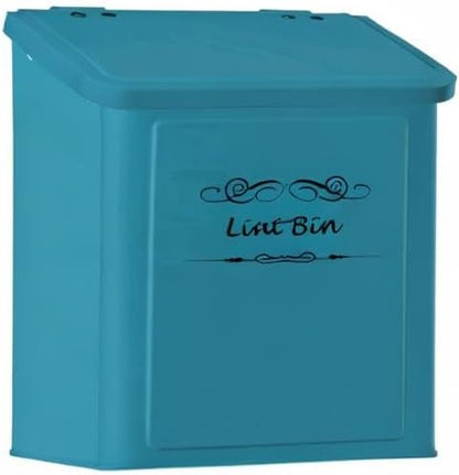 ELITAPRO Lint Holder Bin for Laundry Room - Farmhouse Magnetic Lint Bin with Lid - Wall Mounted Laundry Trash Can for Dryer, Washer - Laundry Room Organization and Storage - Hanging Lint Box (Teal)