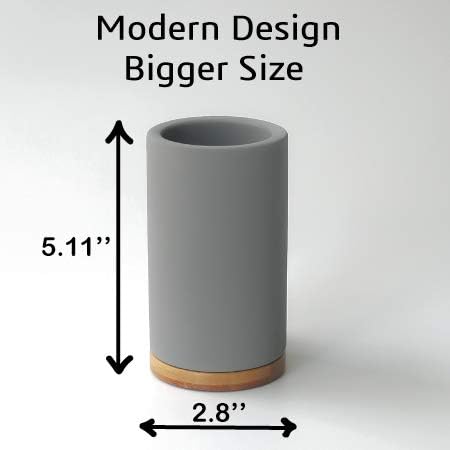 Matani Bamboo Toothbrush Holder Diatomite Tooth Brush Organizer - Storage Stand for Small Bathroom & Counter - Removable Base & Drain Holes, Water-Absorbent & Quick-Drying (Brown)