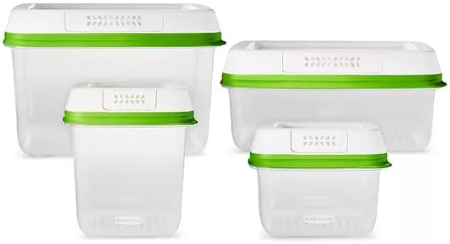 Rubbermaid FreshWorks Produce Saver, Medium and Large Storage Containers, With Lids, 8-Piece Set