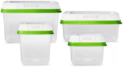 Rubbermaid FreshWorks Produce Saver, Medium and Large Storage Containers, With Lids, 8-Piece Set