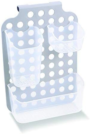 madesmart Hanging Hair Tools Organizer, Frost | open compartments, heat tool storage, dryer straightener brushes, bath vanity, woman owned