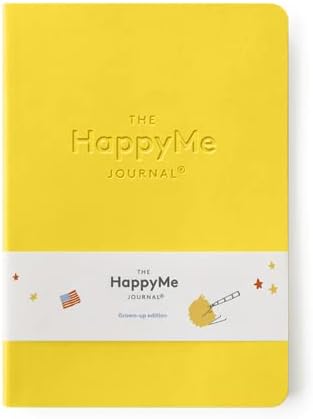 HappyMe - Adult Growth Journal, Wellness Notebook with 180 Pages, Daily Prompts for Gratitude, Positivity, Self-Discovery, Reflection, and Affirmations, Ideal for Ages 18+, in English (US), (Yellow)