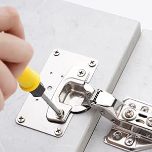 4 Piece Hinge Repair Kit - Cabinet Hinge Repair Plate Stainless Steel Door Hinge Repair Kit for Kitchen Cabinet Hinge Repair Brackets with Mounting Screws and Screwdrivers (4) (4, 3.5"x3.5")