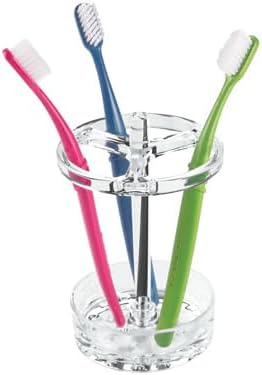 iDesign Toothbrush Holder, Clear | For Normal to Large Toothbrushes, Fits Spin Brushes, Holds Toothpaste