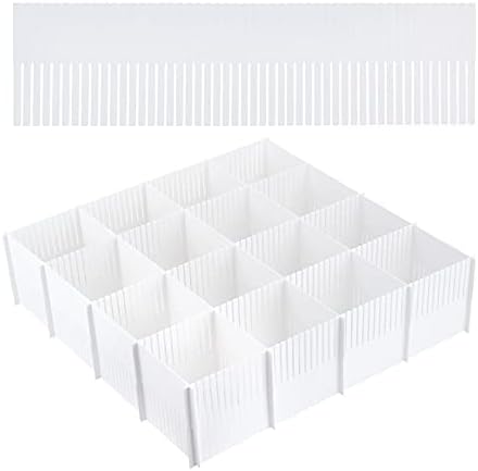 20PCS DIY Plastic Grid Drawer Dividers, Large Adjustable Drawer Storage Organizer (38cmx11cm) for Clutter Kitchen Cutlery Dresser Makeup Tools Socks Can Help Tidy Office Desk Clinic Bedroom