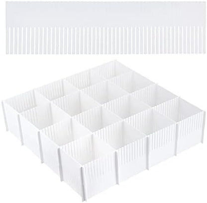 20PCS DIY Plastic Grid Drawer Dividers, Large Adjustable Drawer Storage Organizer (38cmx11cm) for Clutter Kitchen Cutlery Dresser Makeup Tools Socks Can Help Tidy Office Desk Clinic Bedroom