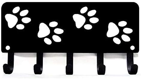 Walking Paws Key Rack Dog Leash Organizer - Large 9 inch | Made in USA. 5 Hooks. Wall Mounted