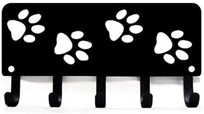 Walking Paws Key Rack Dog Leash Organizer - Large 9 inch | Made in USA. 5 Hooks. Wall Mounted