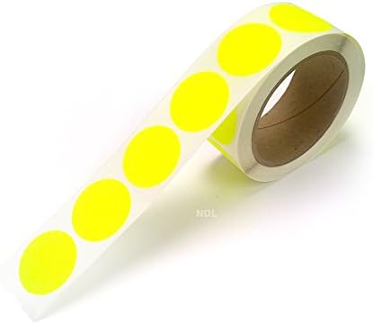 Blank Color Coding Stickers, Writable Surface â€“ 500 Permanent Labels per Roll (Yellow Fluorescent, 1.5" Circle)