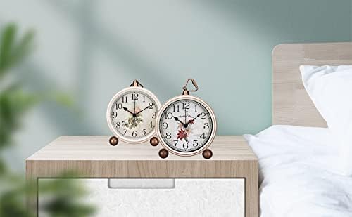 Maxspace 5.2in Analog Clock, Retro Silent Desk Clock Non-Ticking & Battery Operated with Quartz Movement,Clock Decor for Bedroom Living Room