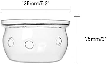 Glass Filtering Tea Maker Teapot with a Warmer and 6 Double-walled Tea Cups Set (Heating base, Standard)
