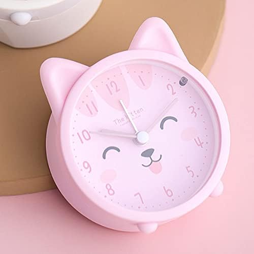3" Cat Silicone Analog Alarm Clock Silent Non Ticking Backlight Desk Clock