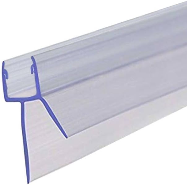 Frameless Shower Door Bottom Seal with Drip Rail 1/4" Thick Glass 33" Long Sweep - Glass Door Seal Strip Stop Shower Leaks