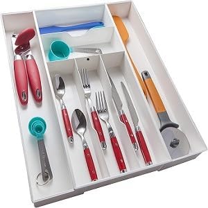 Dial Industries Expandable Kitchen Drawer Spice Jar Organizer Tray | Adjusts to fit narrow or wide cabinets, Keeps seasoning jars upright and visible, Great for pantry or cupboard storage