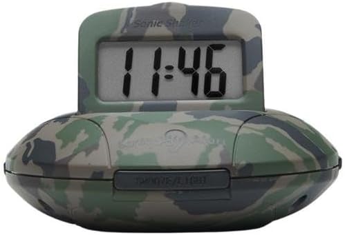 Sonic Alert Digital Alarm Clock - Small Travel Clocks for Heavy Sleepers - Battery Operated with Vibrating Bed Shaker - Green Camo
