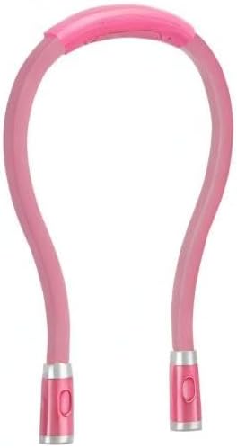 Rechargeable LED Neck Reading Light, Book Lights for Reading in Bed, 3 Brightness Levels, 2 Flexible Soft Silicone Arms Comfortable Wear, Long Lasting. Perfect for Bookworms, Craft & Knitting (Pink)