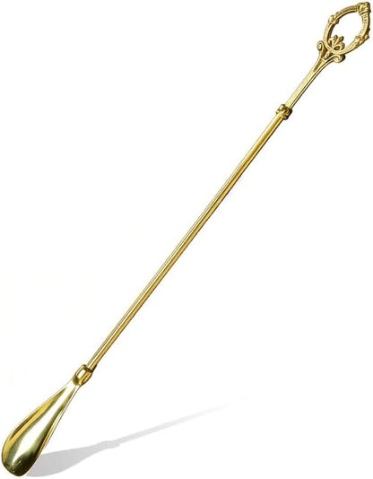 Shoe Horn Long Handle Brass Metal 24 inch ，Horse Head Decoration Shoe Horn for woman- Durable and Sturdy