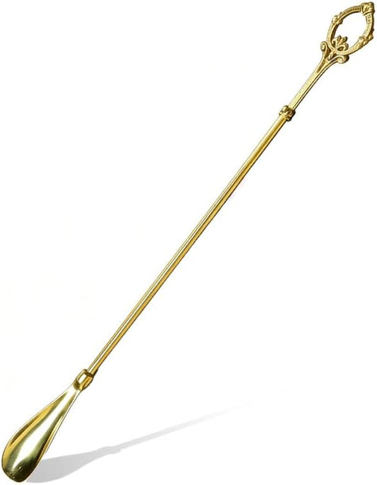 Shoe Horn Long Handle Brass Metal 24 inch ，Horse Head Decoration Shoe Horn for woman- Durable and Sturdy