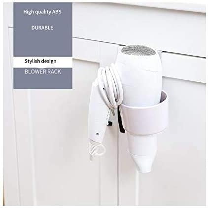 Hair Dryer Rack Over-The-Cabinet Hair Dryer Holder, Holster for Master, Guest, Kid's Bathroom, Vanity, 5.4" x 4" x 3.4" - White