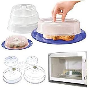 5 Piece Ventilated Microwave Covers Adjustable Steam Vents Assorted Sizes BPA Free Mixed Sizes For Large & Small Food Plates Bowls