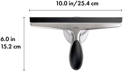 OXO Good Grips Stainless Steel Squeegee - All-Purpose for Bathroom, Glass Shower Doors, Mirrors, Tiles, Countertops and Car Windows - Streak Free | Flexible blade or silicone edge, easy water removal, compact storage