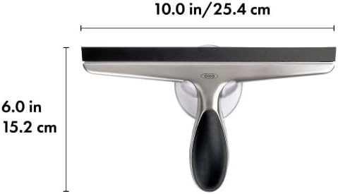 OXO Good Grips Stainless Steel Squeegee - All-Purpose for Bathroom, Glass Shower Doors, Mirrors, Tiles, Countertops and Car Windows - Streak Free | Flexible blade or silicone edge, easy water removal, compact storage