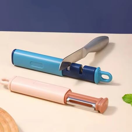 2-in-1 Vegetable Peeler & Knife Sharpener – Multifunction Kitchen Gadget, Stainless Steel Fruit & Potato Peeler with Built-in Knife Sharpening Tool, Space Saving Kitchen Accessory