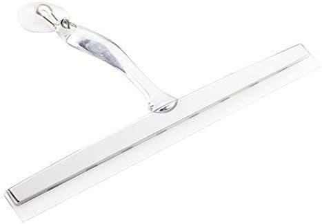 iDesign Zia Metal and Plastic Bathroom Squeegee for Shower, Glass Doors, Floors, Mirrors, with Suction Hook Holder , 12 Inches, Clear and Stainless Steel | Wall Hook Included