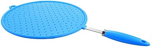 Decacy Grease Splatter Screen for Frying Pan,Silicone Colorful Splatter Screen Grease Oil Guard Shield Fry Protectors with Non-Slip Handle(Blue)