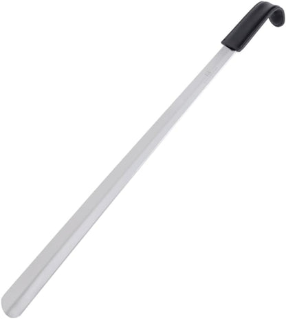 FootFitter 1.8mm Extra Thick Stainless Steel Long Shoe Horn Heavy‑Duty | Reinforced Stainless Steel Design with Leather Grip Handle for Powerful Heel Control, Extended Comfort & Daily Stability
