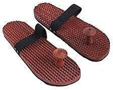 Wooden chapal Acupressure Foot/Feet Massager Slippers Brown (Free 10 pcs Wooden Slippers Free)