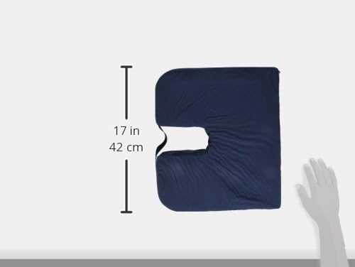 DMI Gradual Slope Seat Cushion for Coccyx, Sciatica and Tailbone Pain Used With Dining Room Chairs, Desk Chairs, Thin Car or Wheelchair Cushions, Machine Washable-Cover, 15 Inch, Navy