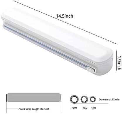 Plastic Wrap Dispenser With Cutter, Reusable Cling Film Dispenser, Cling Wrap Dispenser With Slide Cutter, Also For Aluminum Foil, Tin Foil, Baking Paper (L)