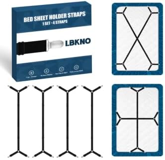 4Pcs Sheet Holders, Adjustable Bed Sheet Holders for Corners Elastic | Sheet Straps Upgrade with Metal Clips Keep Sheet Firm & Tight, Non-Slip Strong for Crib to King Size Bed