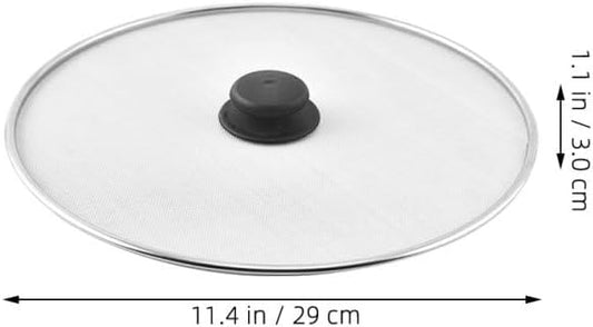 Hemobllo Grease Splatter Guard Stainless Steel Fine Mesh Splatter Screen Lid with Insulated Handle for Oil Splash Protection & Easy Cleanup, for Frying Pan, Stovetop, Home & Restaurant