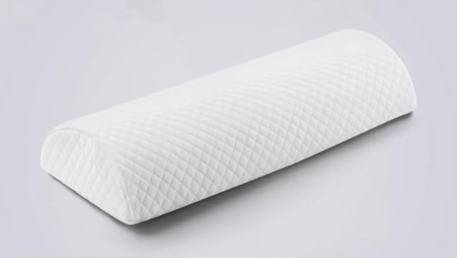 Memory Foam Half Moon Shaped Bolster Pillow for Neck Leg Knee Lumbar Feet Lower Back 16.5x7x4 (Grey)