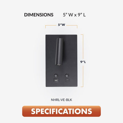 Newhouse Lighting 4.5 in. W x 15 in. H Cole Gooseneck Reading Light in Matte Black with USB-A and USB-C Charging Ports NHRL-CO-BLK, Bedside Lamp for Nightstands, Space-Saving Office Desk Accessory