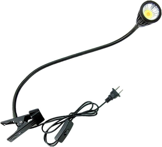QUANS 5W 3 Colors LED Clip on Tube Flexible Work Desk Table Bed Light Black | 19.68 Inch(50cm), COB Light Source, 85-265V AC Wide Voltage, 500LM Brightness, US Plug On/Off Switch for Home Work Lighting