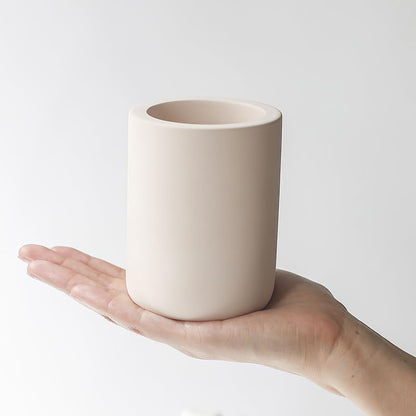 Diatomite Drying Stone Toothbrush Holder, Modern Ceramic-Look Countertop Cup with Drainage for Bathroom, Quick Drying Electric Toothbrush & Toothpaste Organizer, Stoneware Finish
