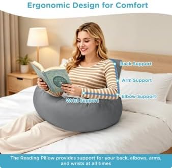 Ergonomic Reading Pillow with Arm & Back Support, U-Shaped